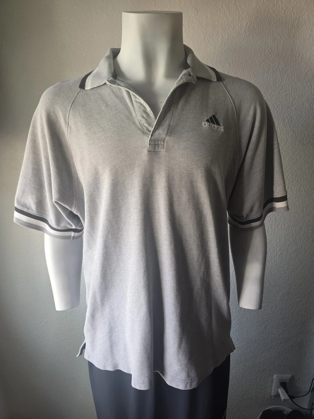 adidas Men's Light Gray Polo with Dark Gray Trim